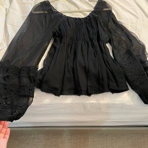 Free people blouse with lace detail size Small